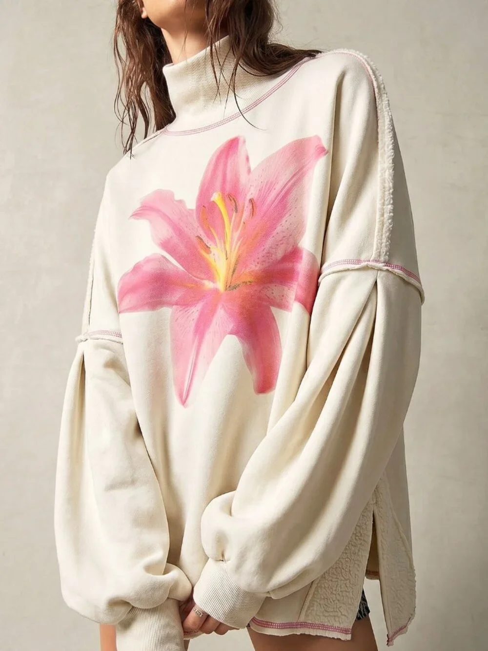 Apricot Casual Women's Knit Loose Fit Sweatshirt